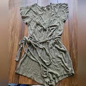 Free People Short Sleeve Olive Romper - Size Small